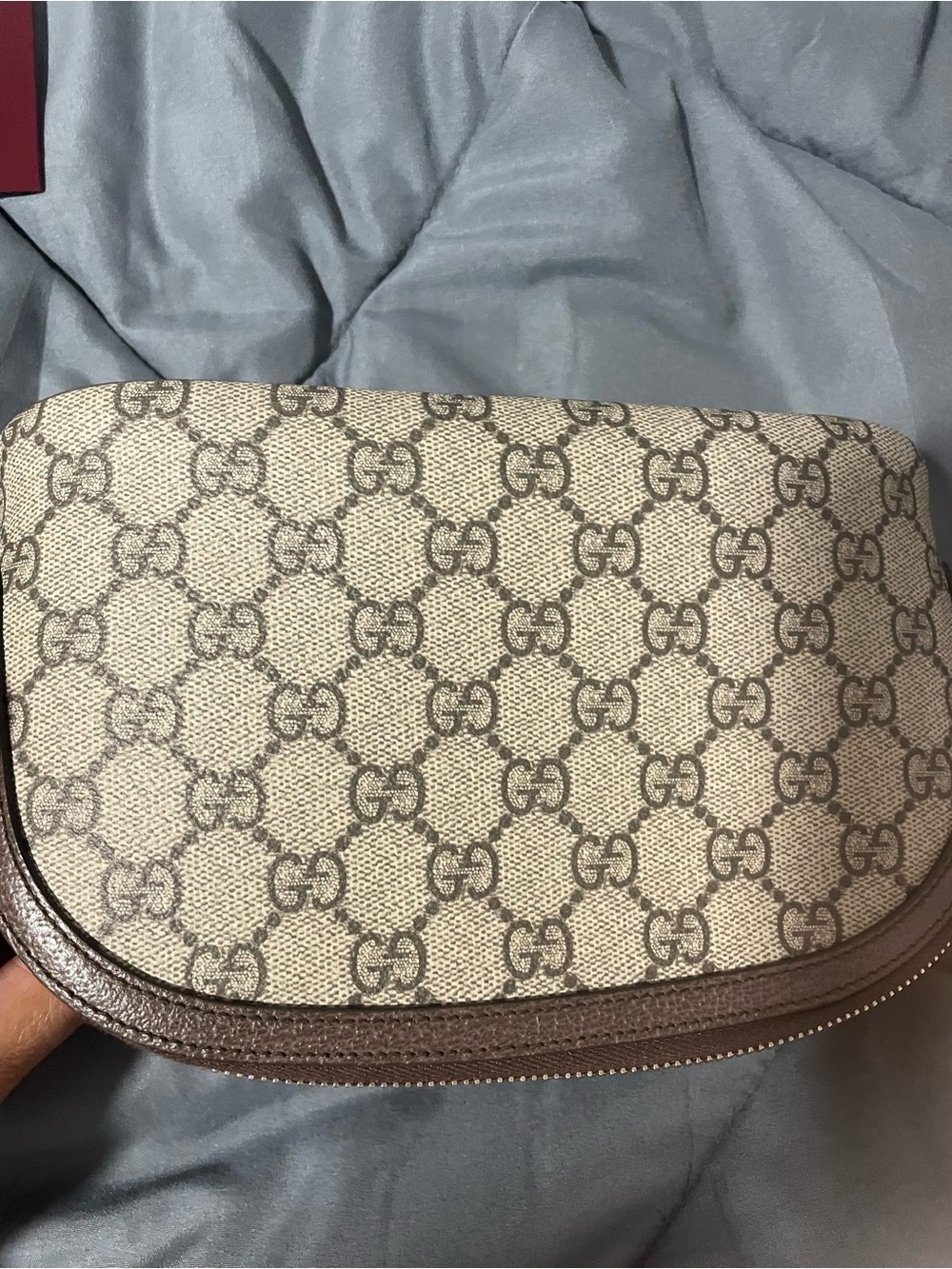 Gucci Beige GG Supreme Canvas Crossbody with Red-Green Web Stripe - Picture 3 of 9